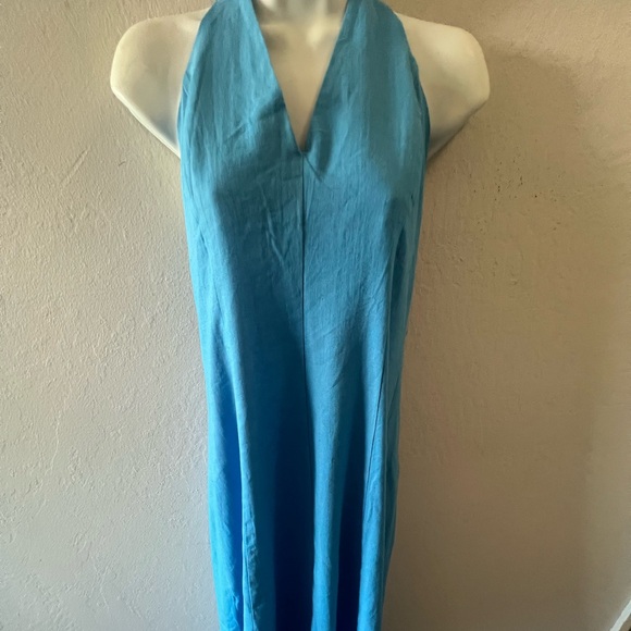 NWT Zara Limited Edition Linen Blend Halter Maxi Dress - Picture 4 of 9